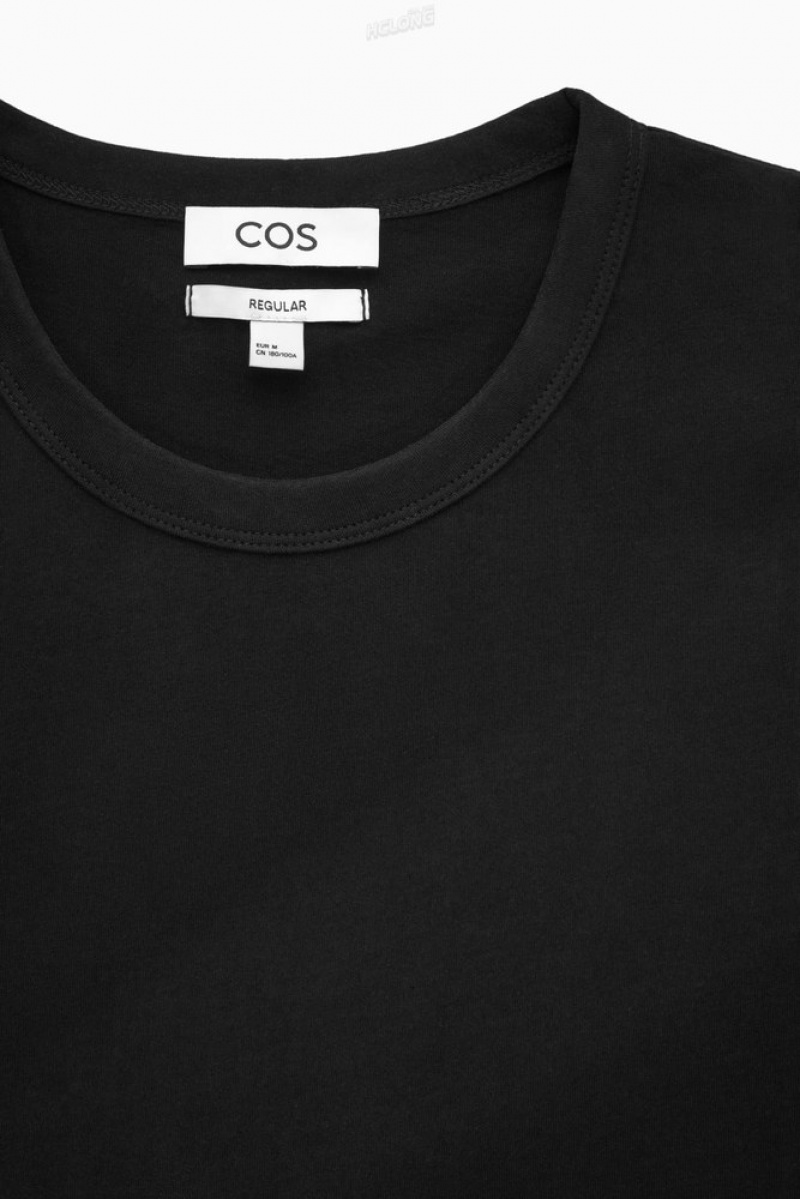 COS Regular-Fit Mid-Weight Brushed T-Shirt Men's T-shirts Navy | YG23-N6LV