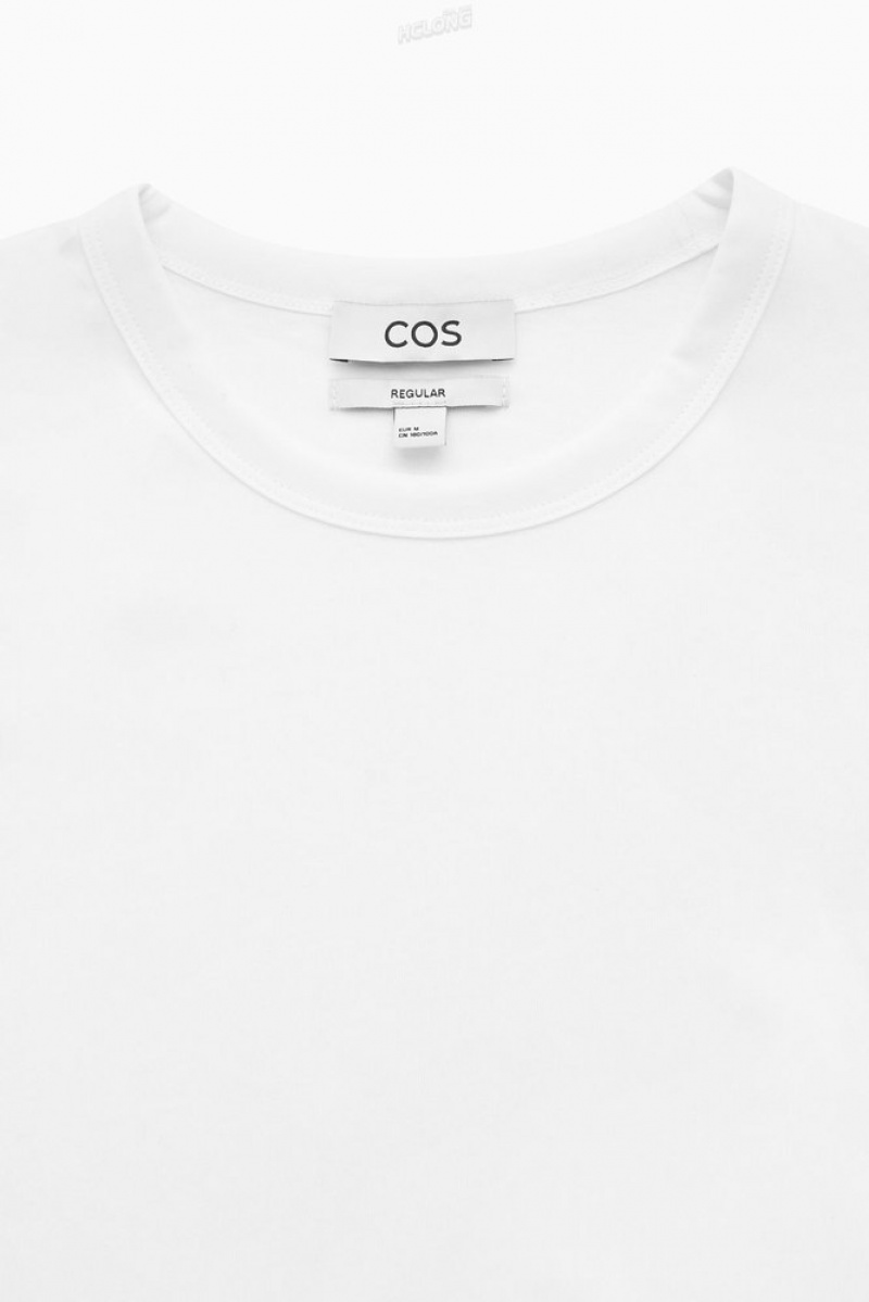 COS Regular-Fit Mid-Weight Brushed T-Shirt Men's T-shirts White | VF81-Z3PO