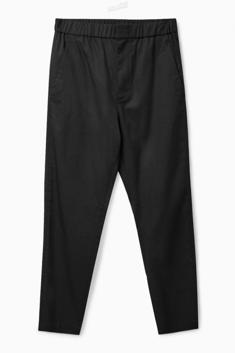 COS Regular-Fit Tapered Pants Men's Pants Black | HG62-L2MQ