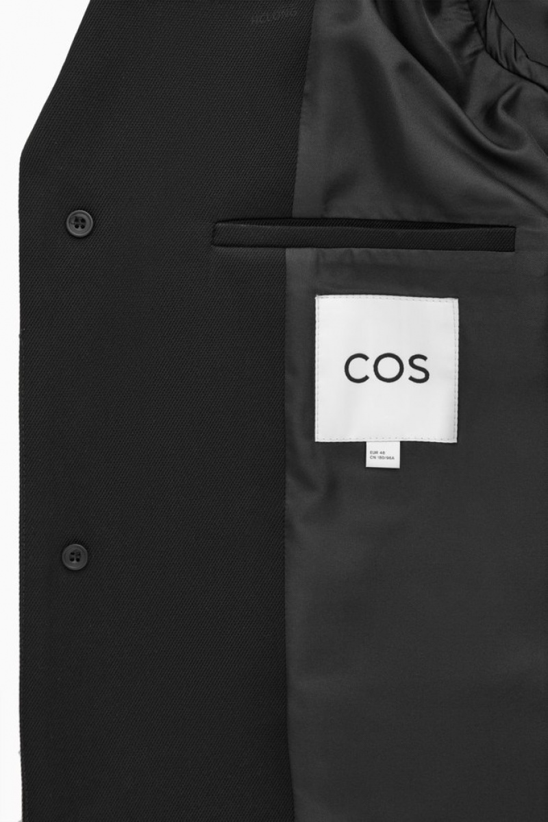 COS Regular-Fit Twill Coat Men's Coats & Jackets Black | EV11-D1VQ