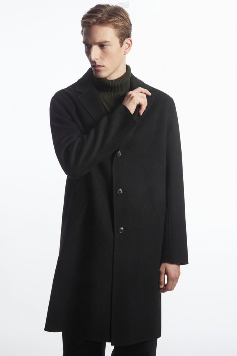 COS Relaxed-Fit Double-Faced Wool Coat Men's Coats & Jackets Black | WZ96-B3TW