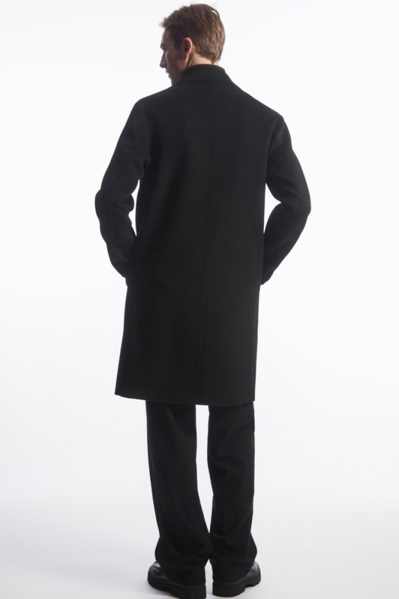 COS Relaxed-Fit Double-Faced Wool Coat Men's Coats & Jackets Black | WZ96-B3TW