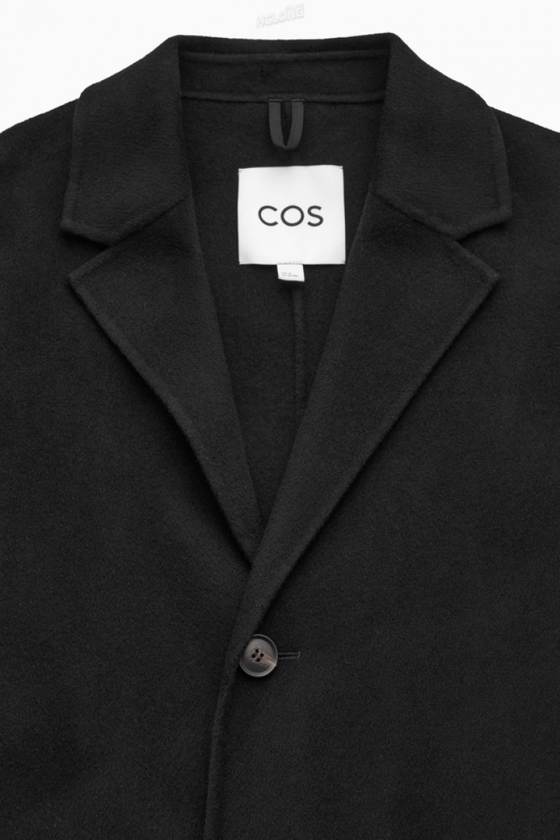 COS Relaxed-Fit Double-Faced Wool Coat Men's Coats & Jackets Black | WZ96-B3TW