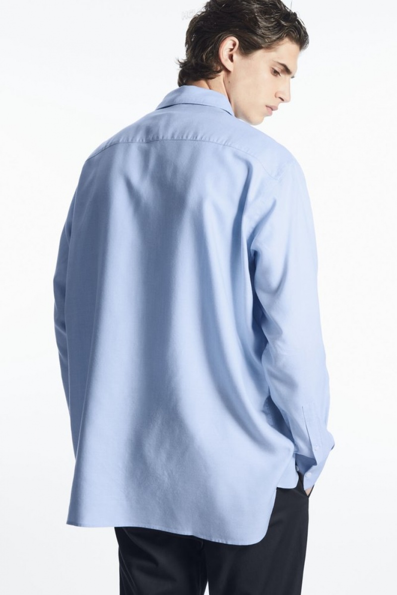 COS Relaxed-Fit Lightweight Shirt Men's Shirts Light Blue | IS65-F4WD