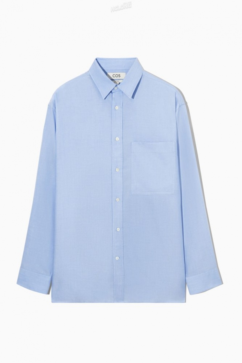 COS Relaxed-Fit Lightweight Shirt Men's Shirts Light Blue | IS65-F4WD