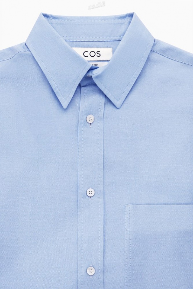 COS Relaxed-Fit Lightweight Shirt Men's Shirts Light Blue | IS65-F4WD