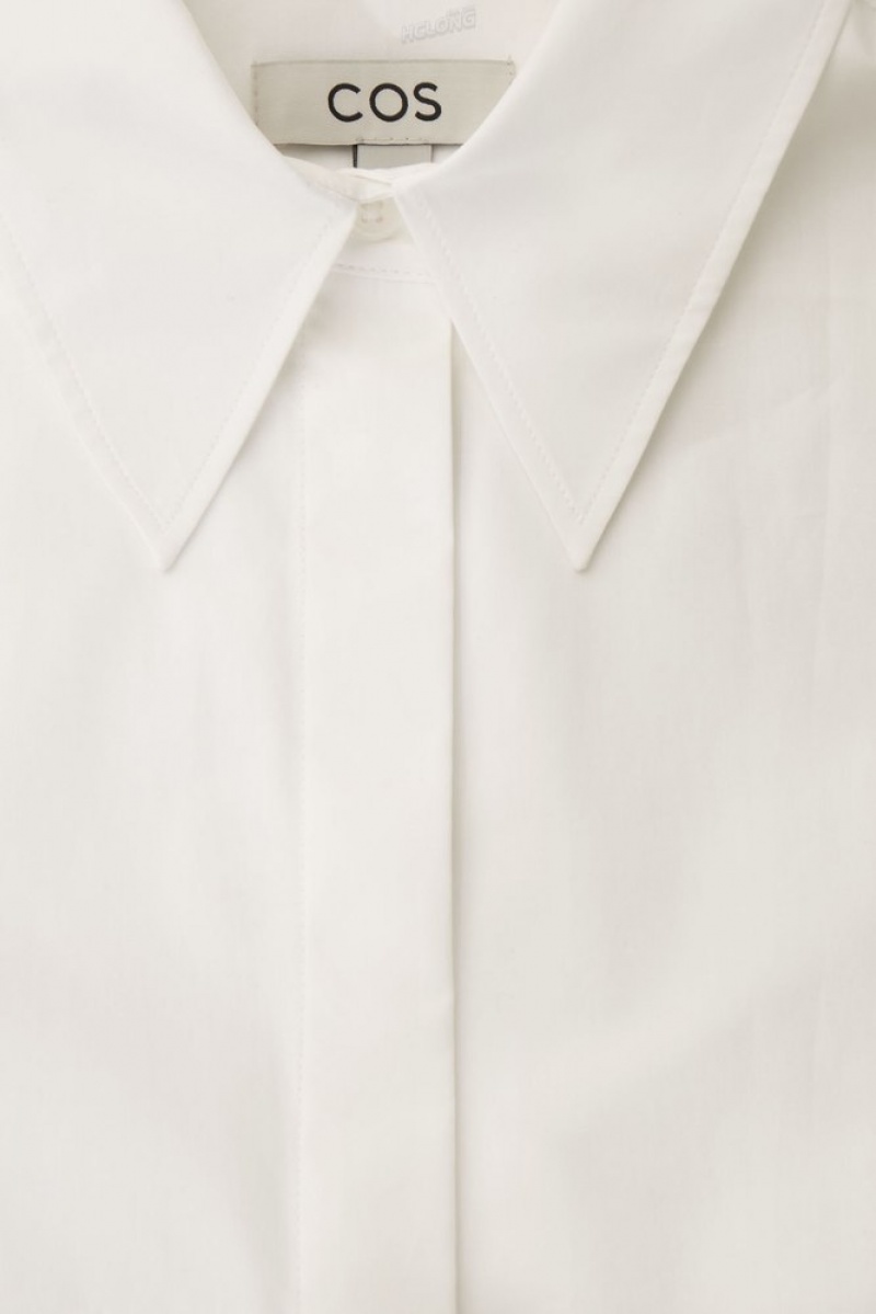 COS Relaxed Cotton-Poplin Shirt Women's Shirts & Blouses White | RK20-B3OY