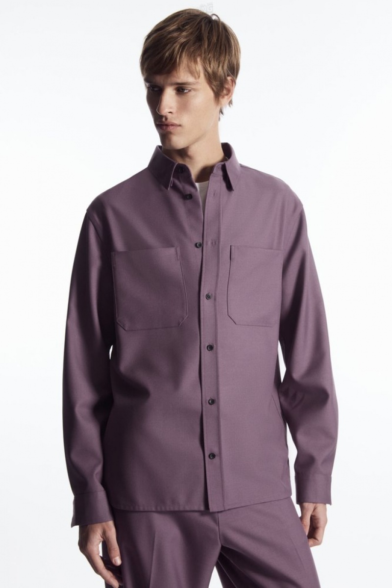 COS Relaxed Utility Shirt Men's Shirts Navy | VJ76-Y3GD