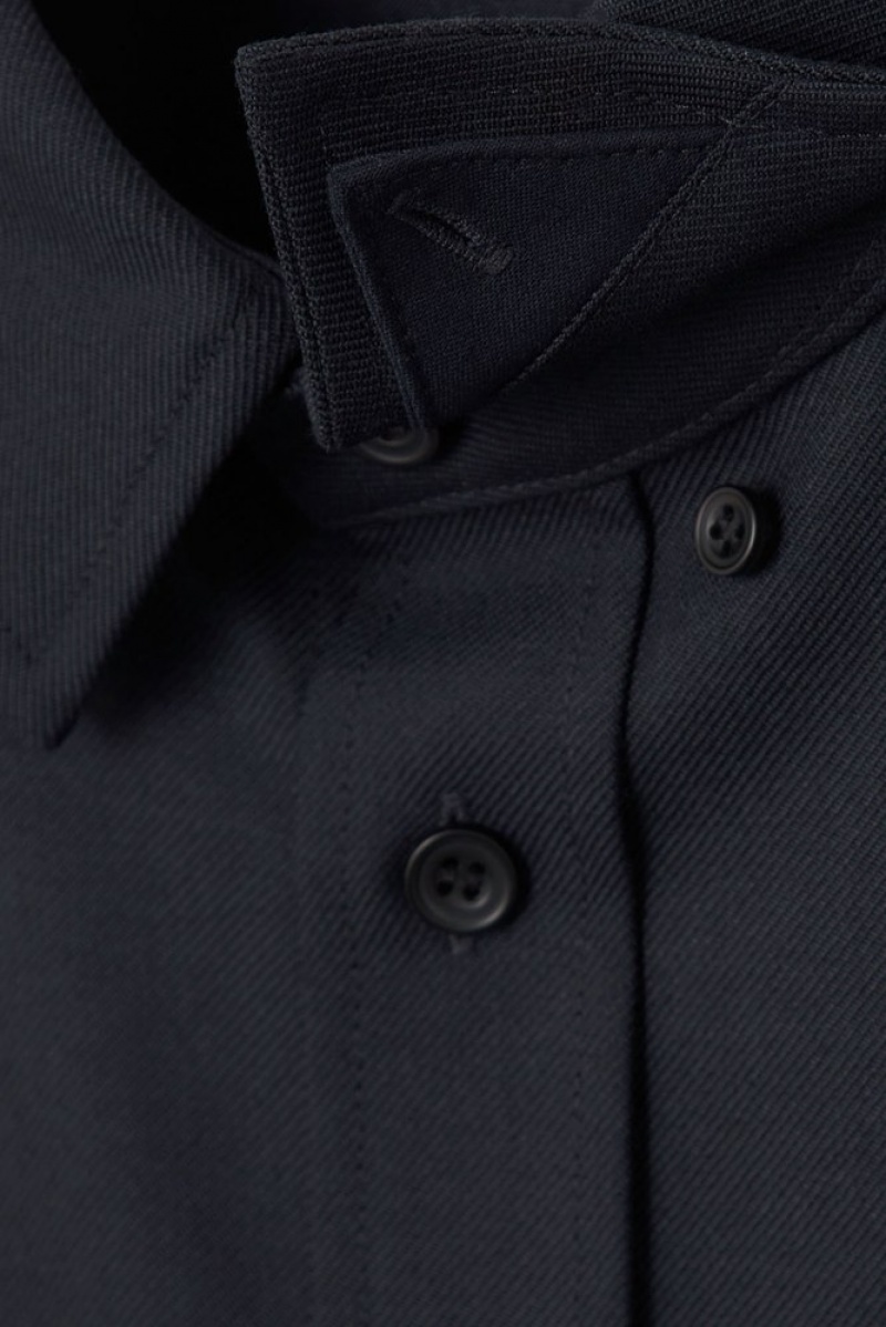 COS Relaxed Utility Shirt Men's Shirts Navy | XH17-Z0UY