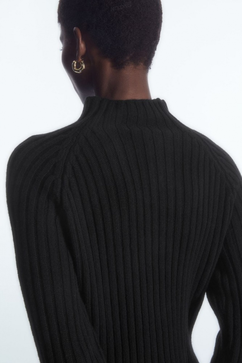 COS Ribbed Pure Cashmere Turtleneck Jumper Women's Knitwear & Cardigans Off-White | TA66-L7IO