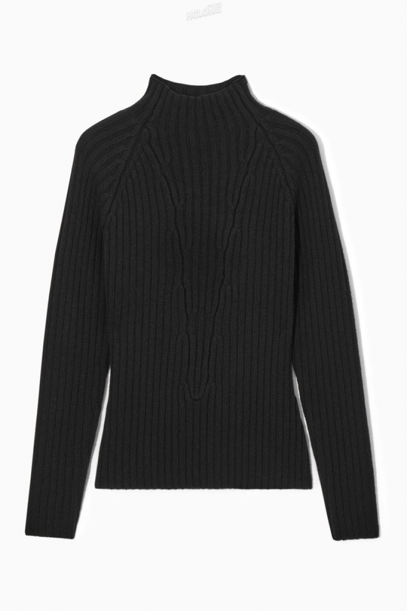 COS Ribbed Pure Cashmere Turtleneck Jumper Women's Knitwear & Cardigans Off-White | TA66-L7IO