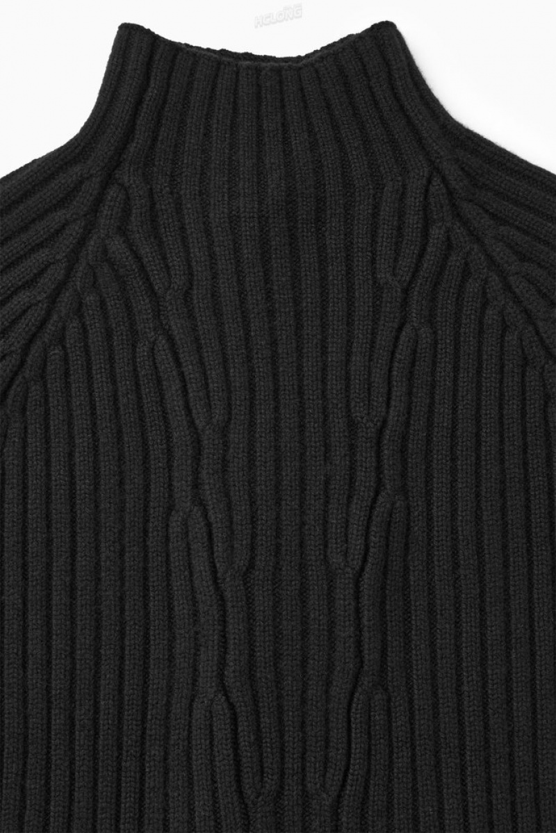 COS Ribbed Pure Cashmere Turtleneck Jumper Women's Knitwear & Cardigans Off-White | TA66-L7IO