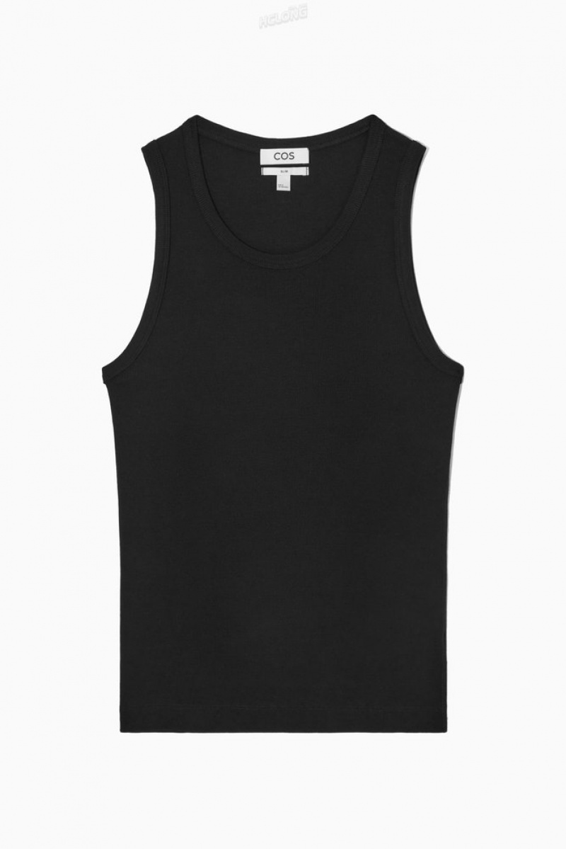 COS Ribbed Tank Top Men's T-shirts White | XW06-P0JT