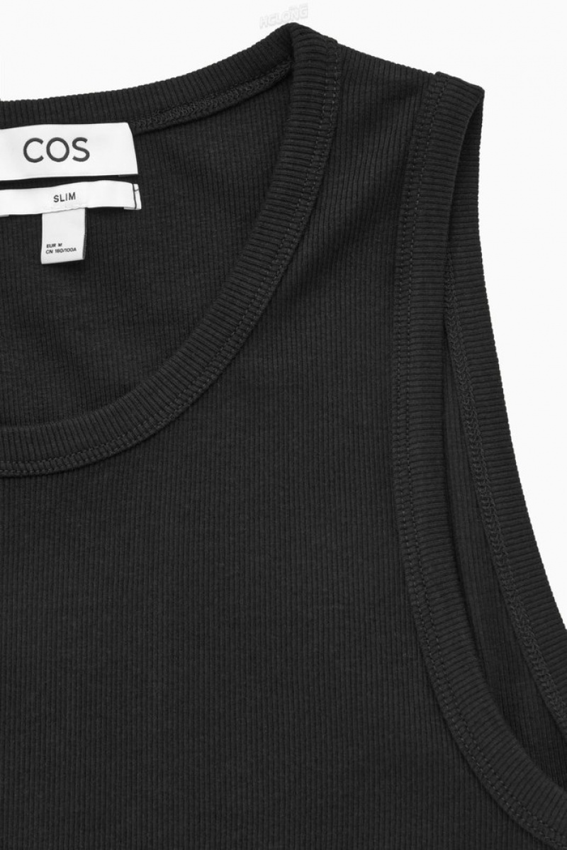 COS Ribbed Tank Top Men's T-shirts White | XW06-P0JT