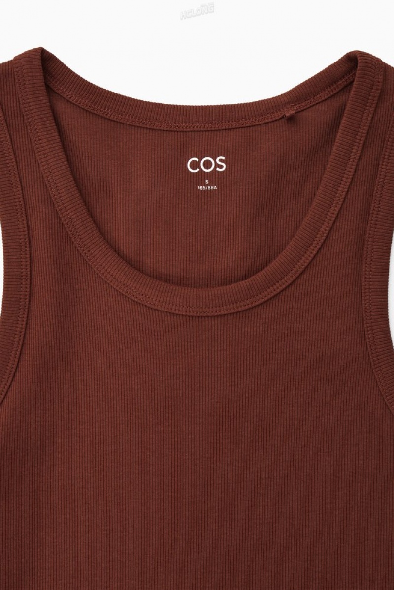 COS Ribbed Tank Top Women's Tops Black | CA84-P8RA