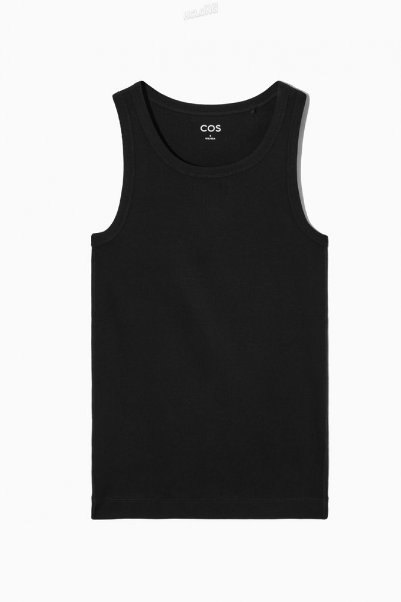 COS Ribbed Tank Top Women's Tops Black | MC18-K8DN