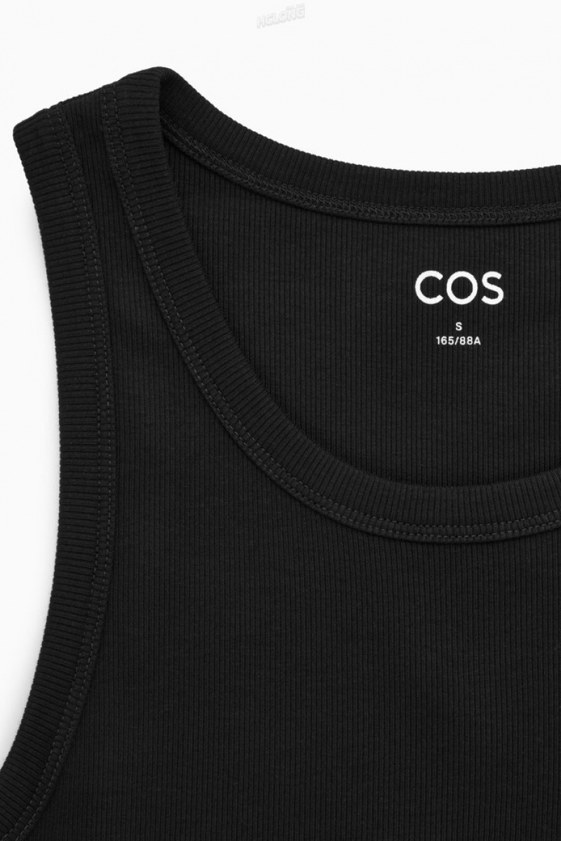 COS Ribbed Tank Top Women's Tops Black | MC18-K8DN