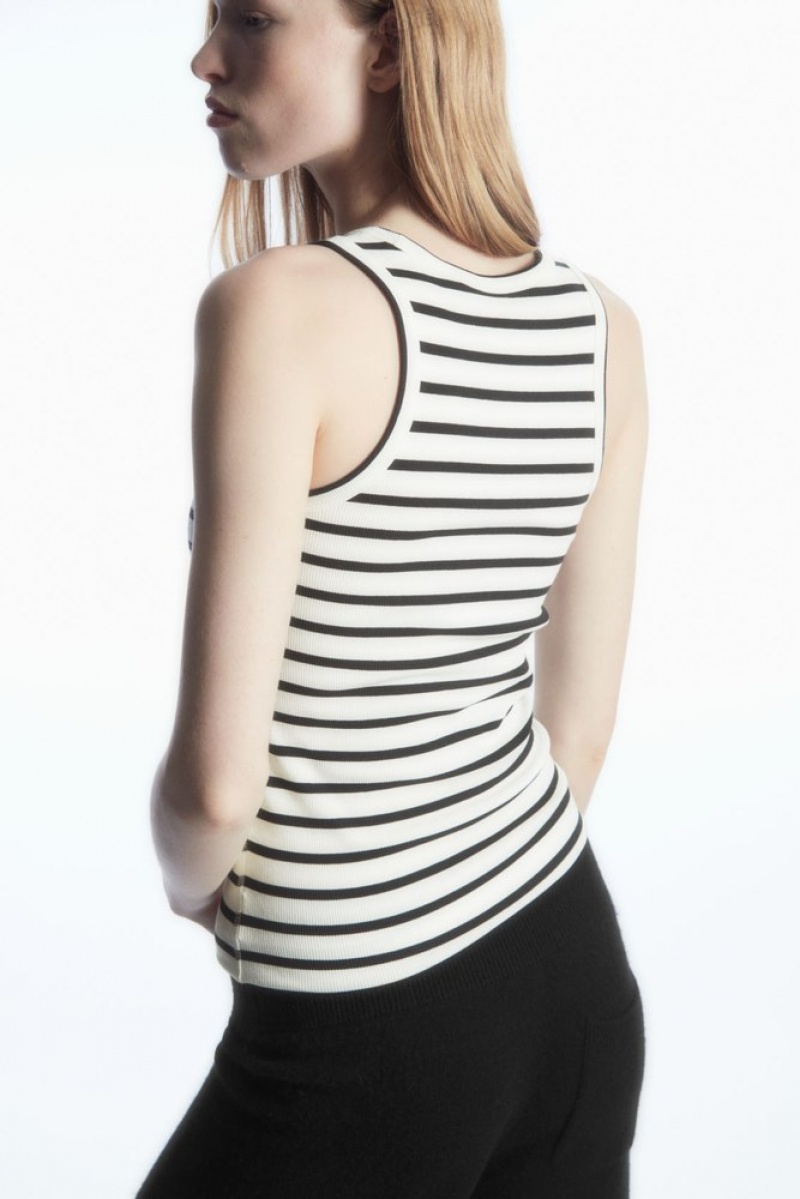 COS Ribbed Tank Top Women's Tops Cream | FF76-F3HG