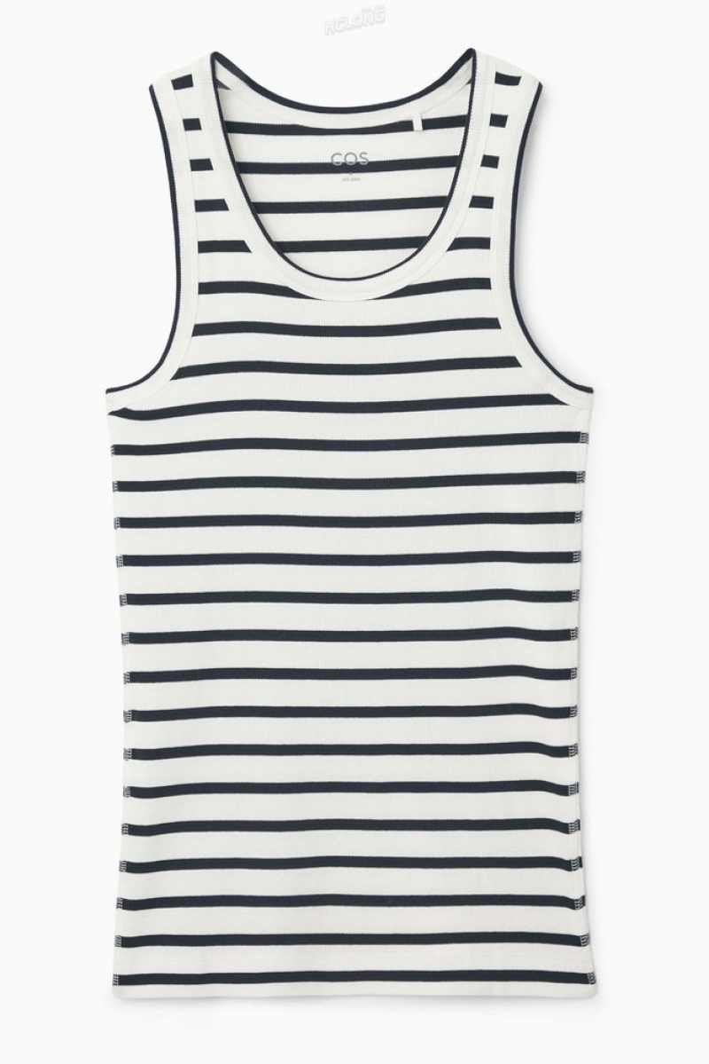 COS Ribbed Tank Top Women's Tops Cream | FF76-F3HG