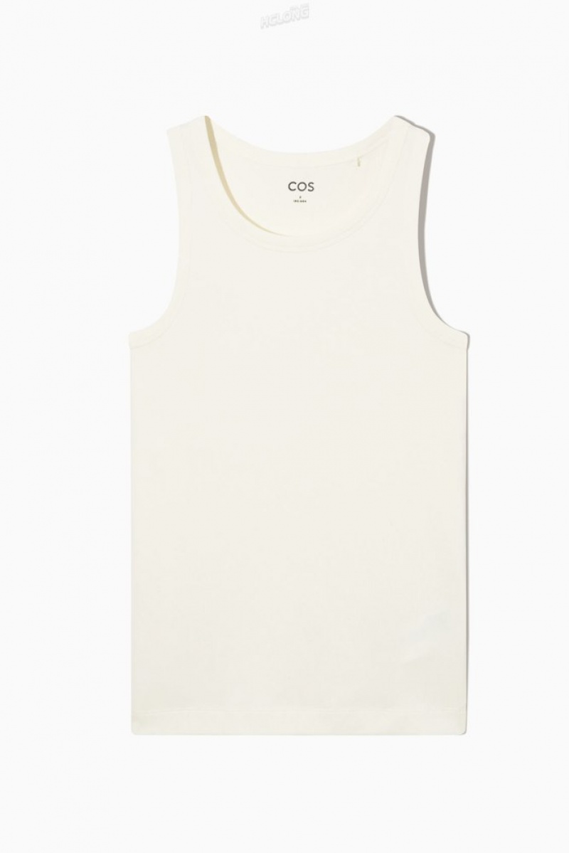 COS Ribbed Tank Top Women's Tops Cream | KI69-A5QA