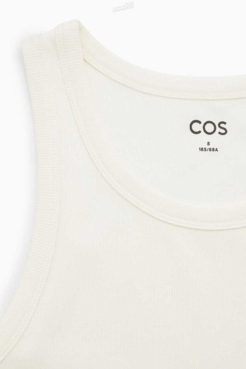 COS Ribbed Tank Top Women's Tops Cream | KI69-A5QA