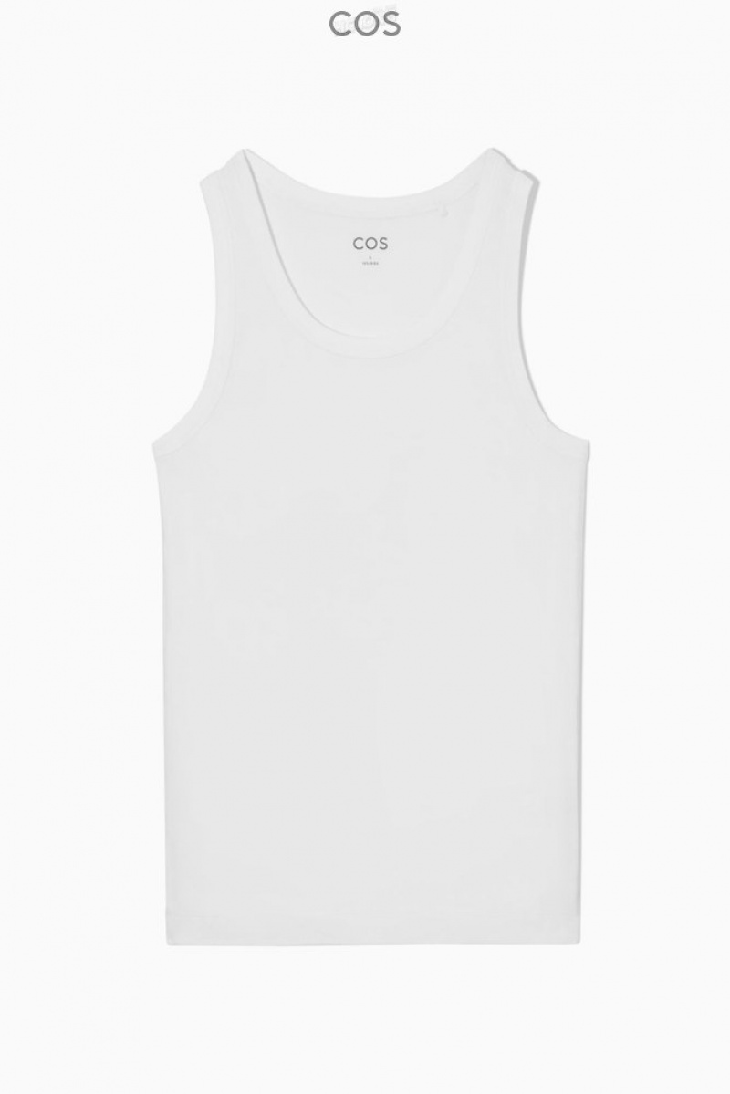 COS Ribbed Tank Top Women's Tops Cream | LR67-W5DQ