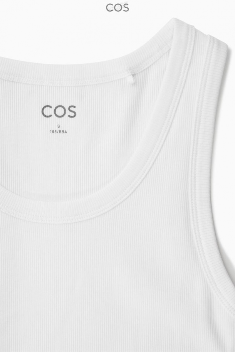 COS Ribbed Tank Top Women's Tops Cream | LR67-W5DQ