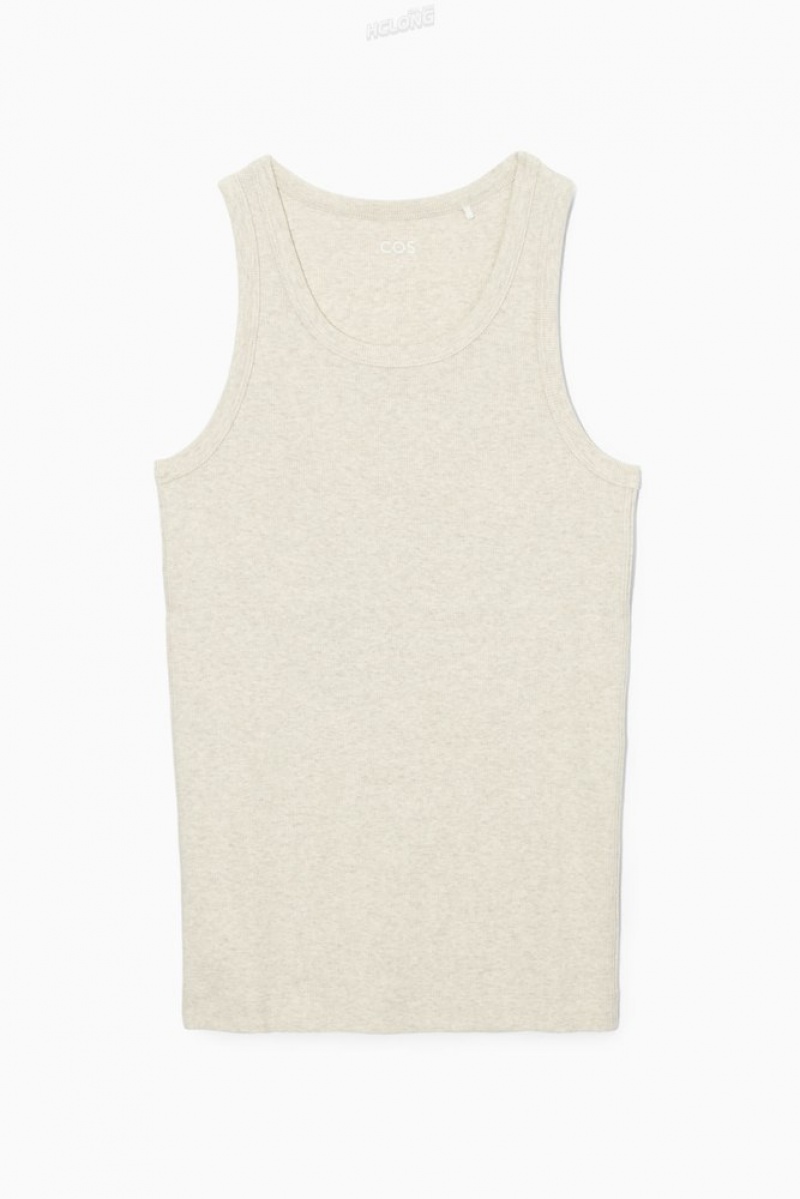 COS Ribbed Tank Top Women's Tops Cream | TO04-E6LK