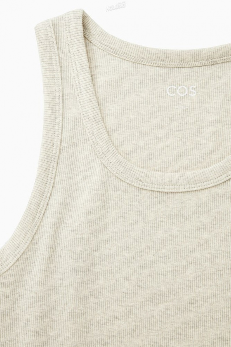 COS Ribbed Tank Top Women's Tops Cream | TO04-E6LK