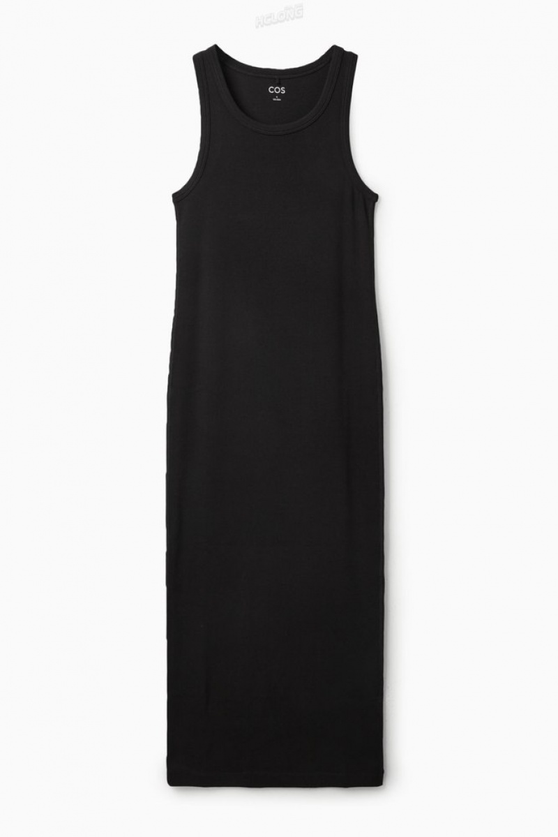 COS Ribbed Tube Dress Women's Dresses Black | RO30-Y6NI