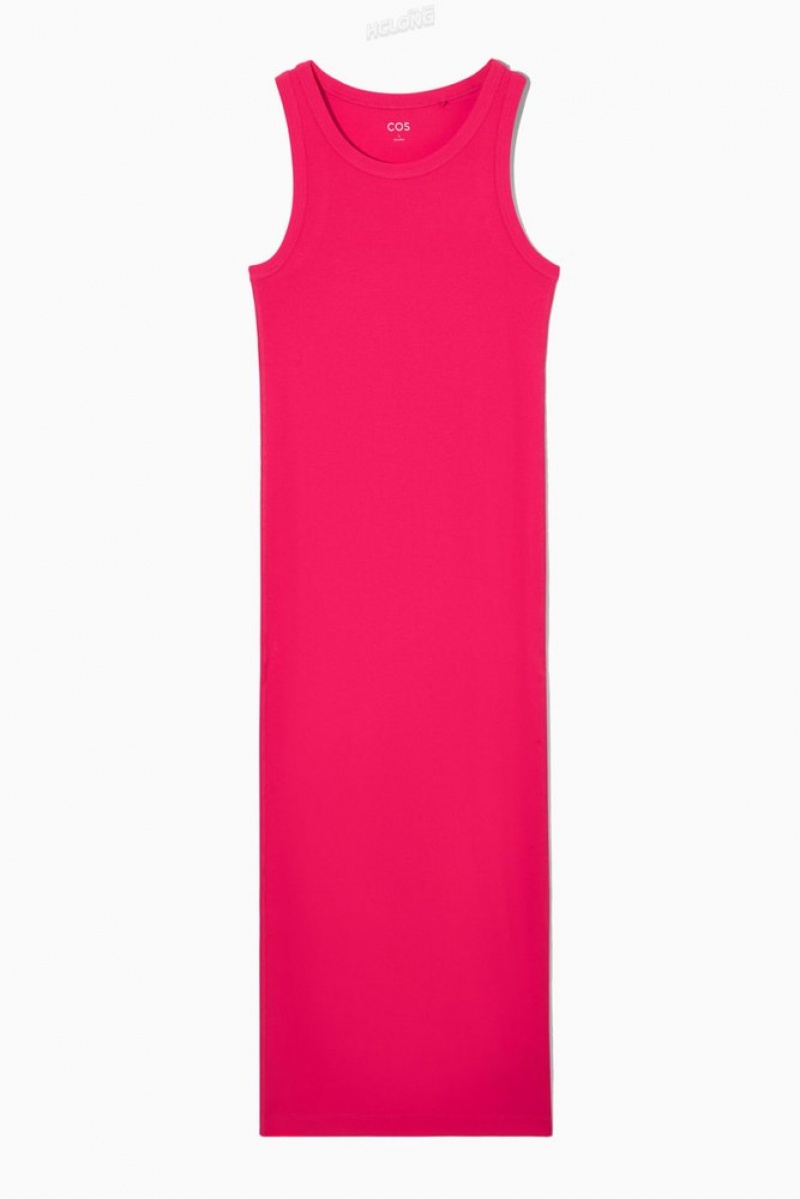 COS Ribbed Tube Dress Women's Dresses Bright Pink | LH67-A9QG