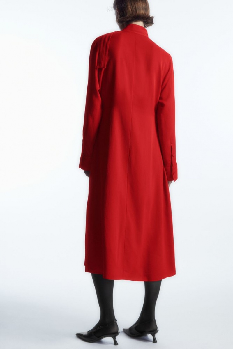 COS Scarf-Detail Draped Midi Dress Women's Dresses Red | JP95-H9IF