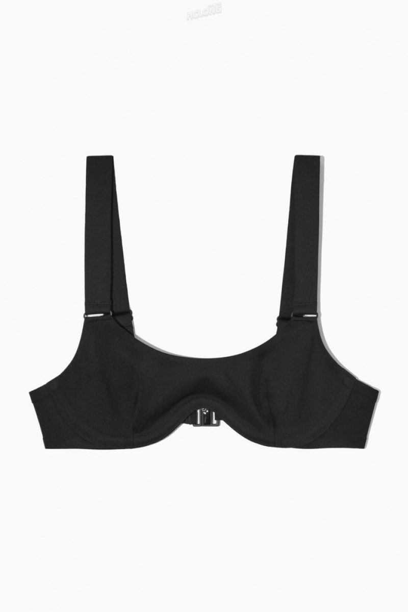 COS Scoop Underwired Bikini Top Women's Swimwear Black | CZ74-B6JF