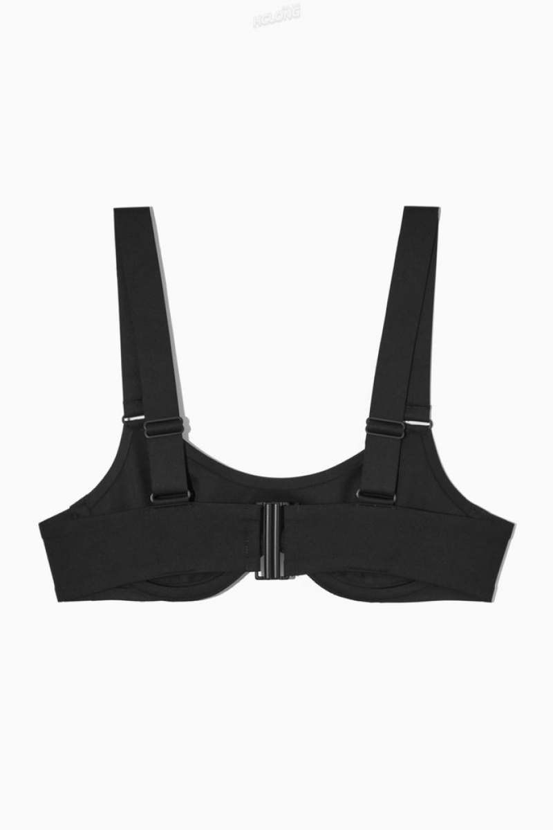 COS Scoop Underwired Bikini Top Women's Swimwear Black | CZ74-B6JF