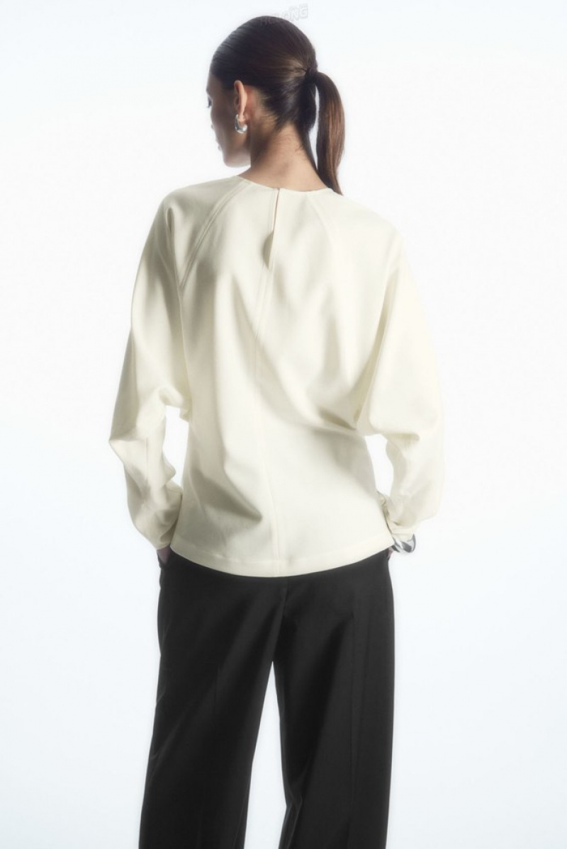 COS Sculpted Wool-Blend Top Women's Tops Cream | RU68-O8YT