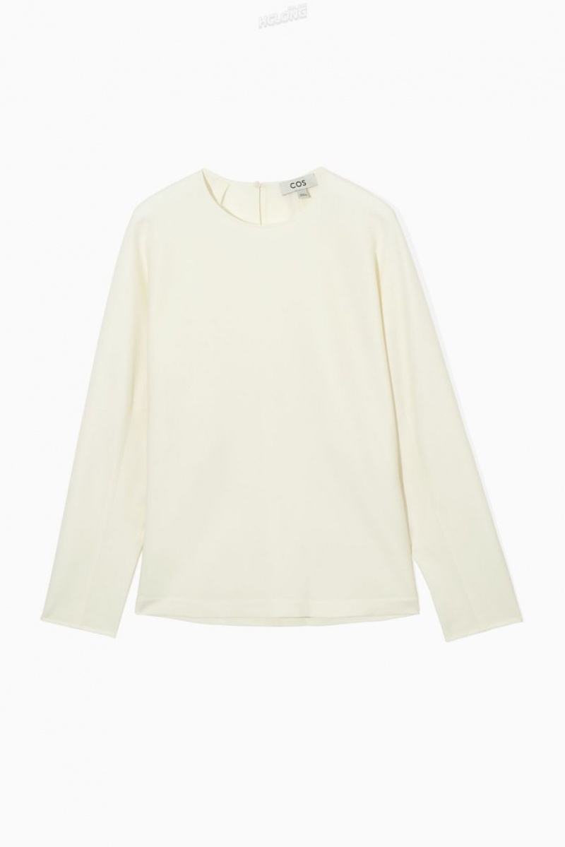 COS Sculpted Wool-Blend Top Women's Tops Cream | RU68-O8YT