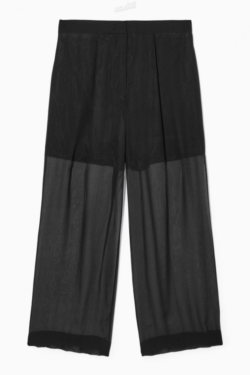 COS Sheer Silk Pants Women's Pants Black | HL94-Q0KV