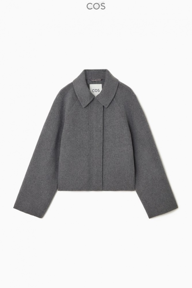 COS Short Double-Faced Wool Jacket Women's Coats & Jackets Gray | EE25-C5SN