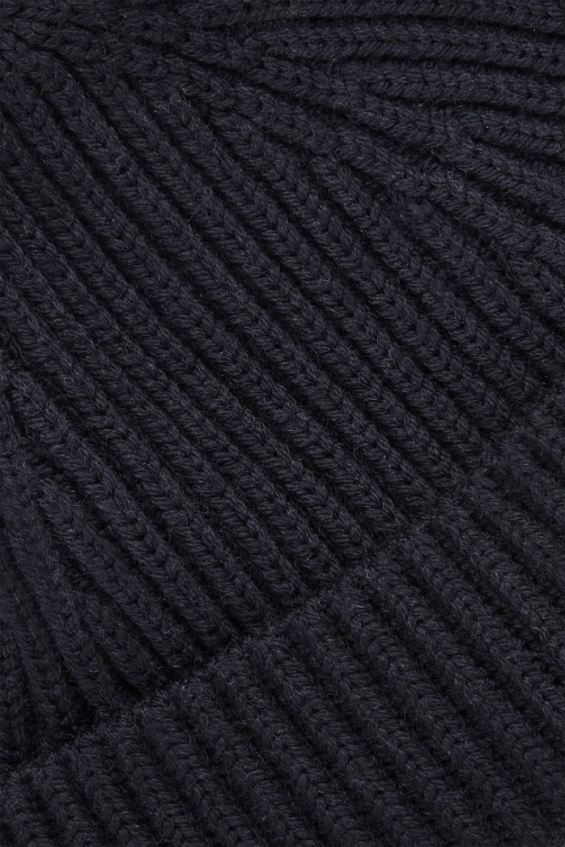 COS Short Merino Wool Beanie Men's Hats Black | RB59-Y1YR