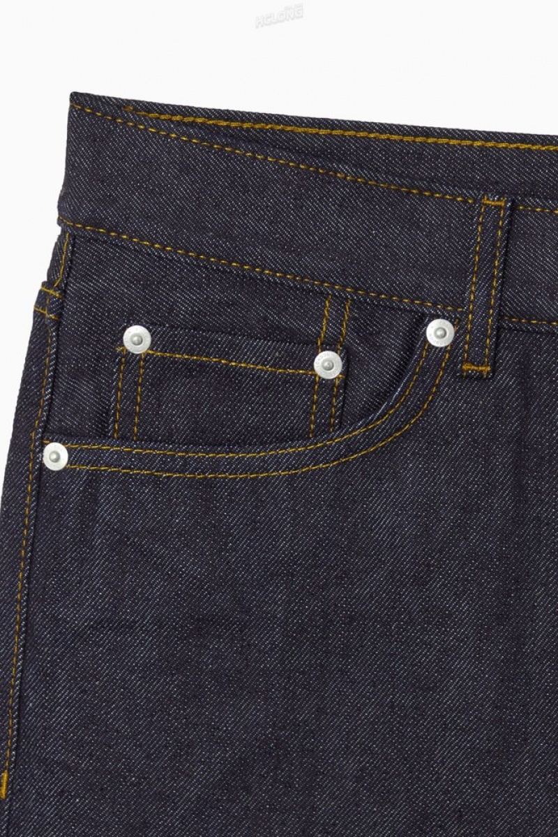 COS Signature Raw Selvedge Jeans - Straight Men's Jeans Raw Indigo | RK05-I0FO