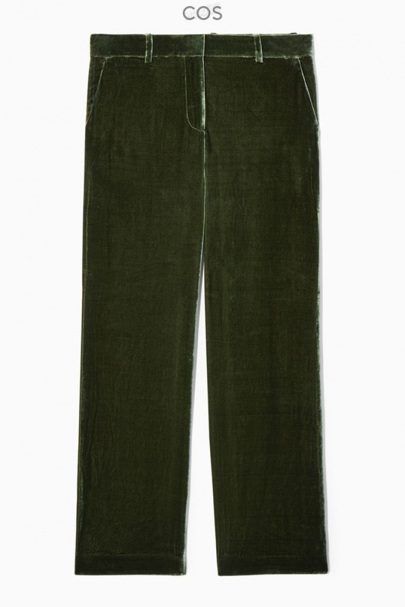 COS Silk-Blend Velvet Straight-Leg Pants Women's Pants Black | UU45-N5BL