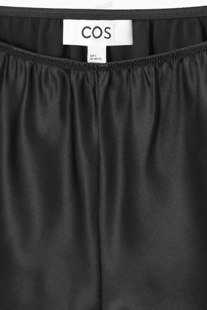 COS Silk-Satin Shorts Women's Pants Black | XT65-P4KR