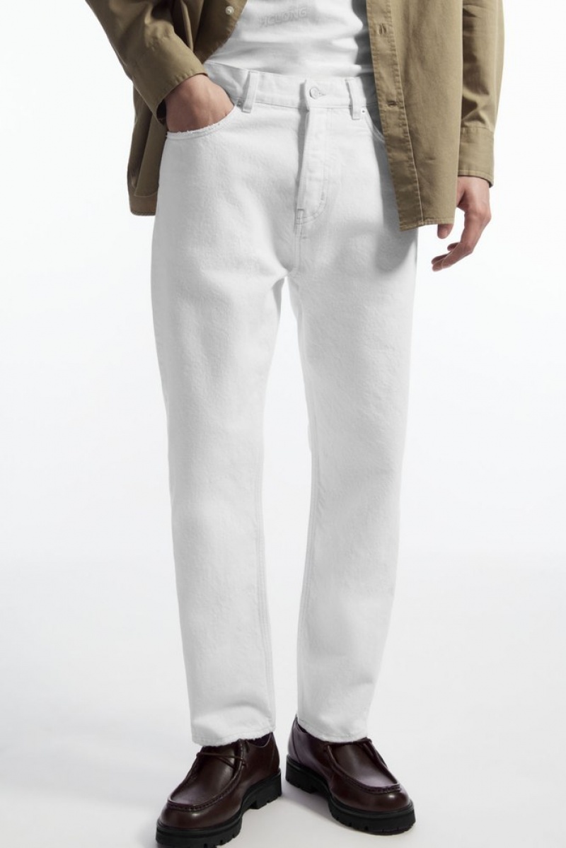 COS Skim Jeans - Straight/Cropped Men's Trousers Cream | PH30-T5ER