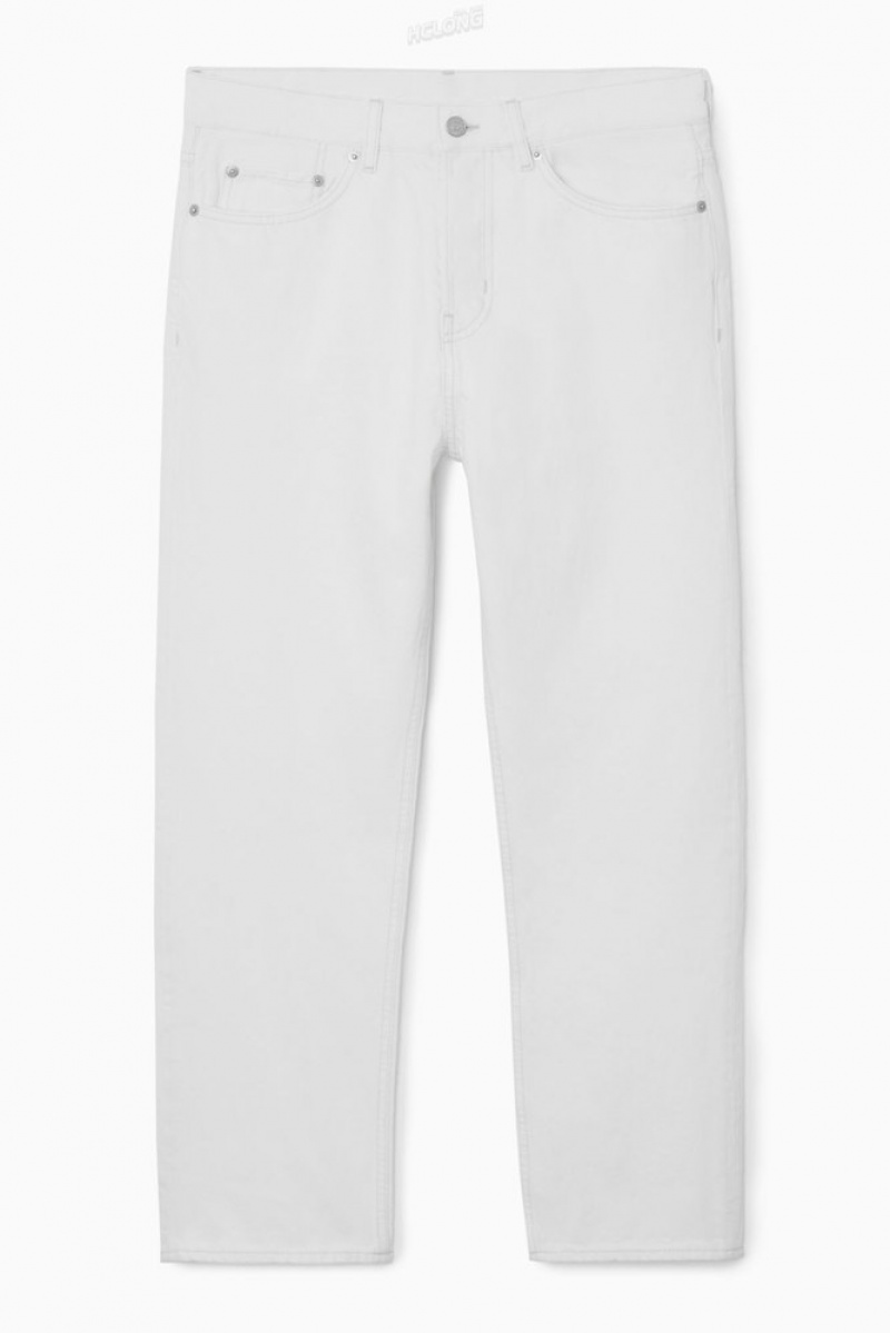 COS Skim Jeans - Straight/Cropped Men's Trousers Cream | PH30-T5ER