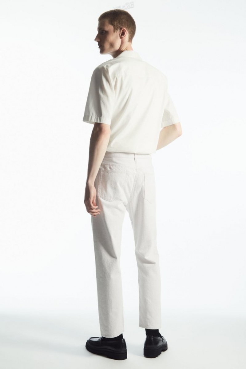 COS Skim Jeans - Straight/Cropped Men's Trousers Cream | TY59-M0VU