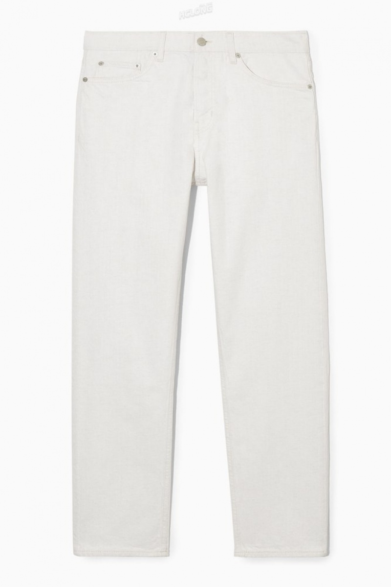 COS Skim Jeans - Straight/Cropped Men's Trousers Cream | TY59-M0VU