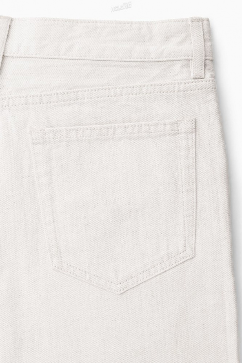 COS Skim Jeans - Straight/Cropped Men's Trousers Cream | TY59-M0VU