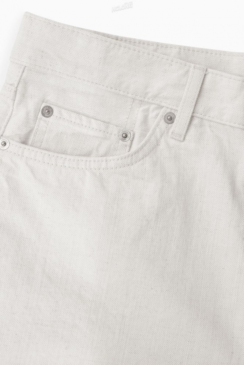 COS Skim Jeans - Straight/Cropped Men's Trousers Cream | TY59-M0VU