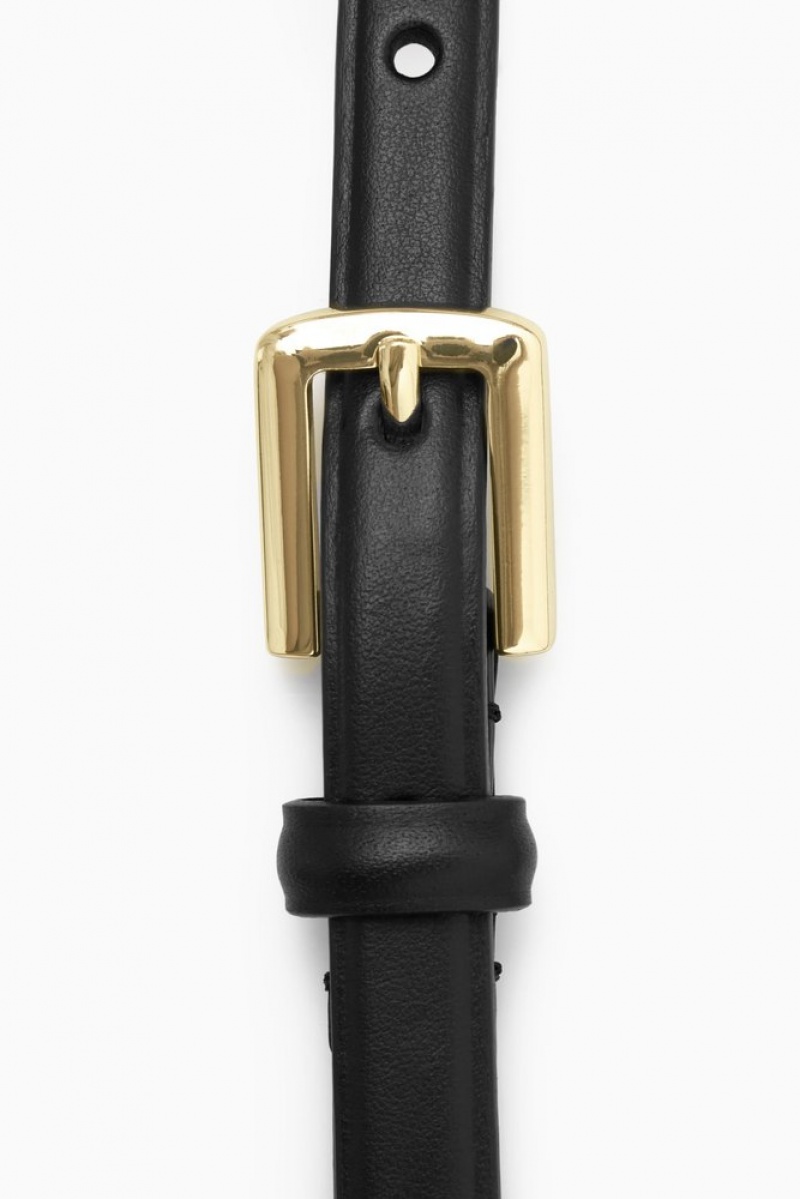 COS Skinny Leather Belt Women's Belts Black | VG94-T7FC