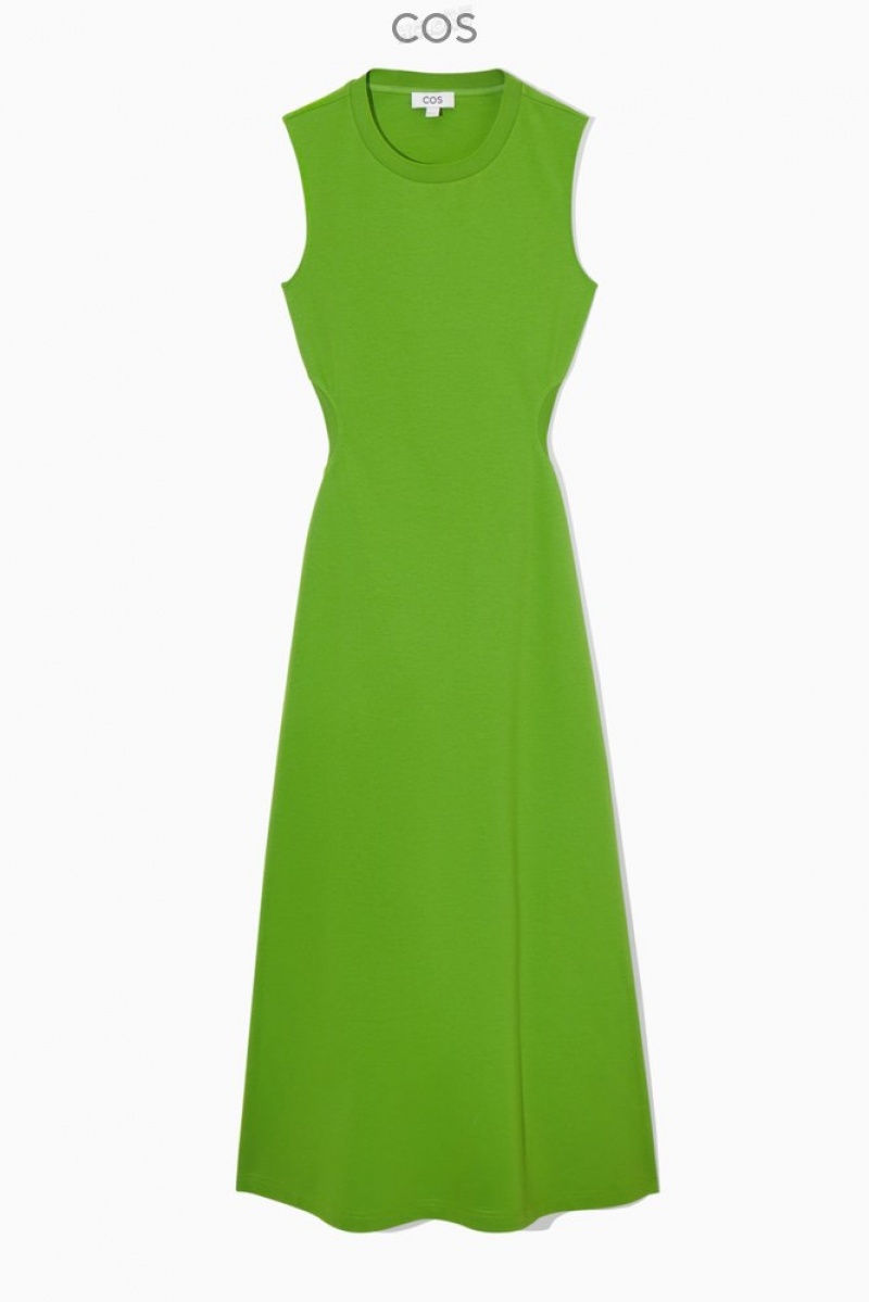 COS Sleeveless Cutout Maxi Dress Women's Dresses Green | MX04-Q3IV